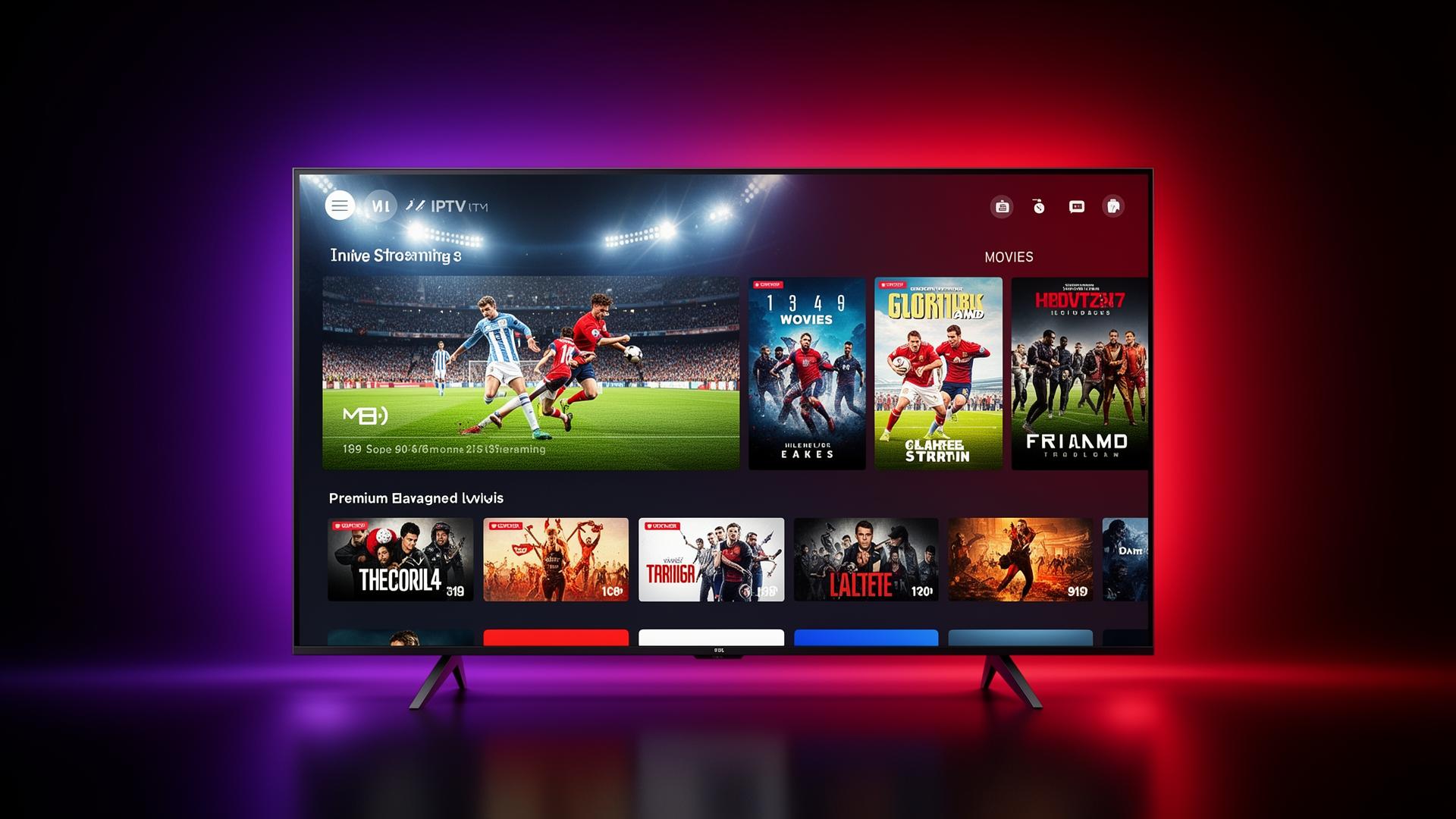 Voco TV streaming interface showing live sports and movies on smart TV
