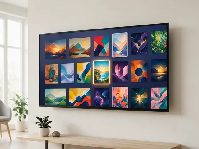 A television grid of Voco IPTV channels and film artwork arranged by category